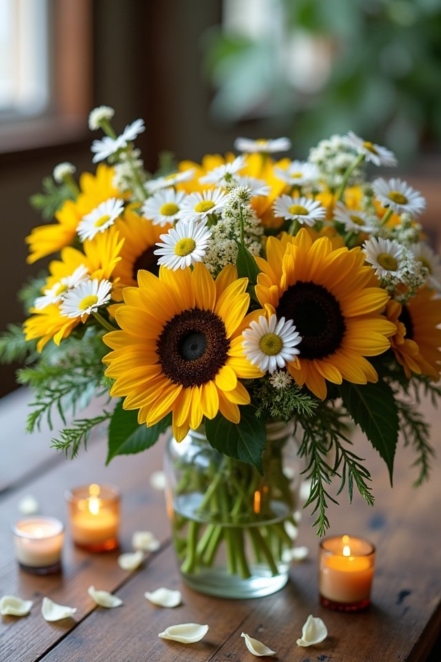 sunflowers and daisies display