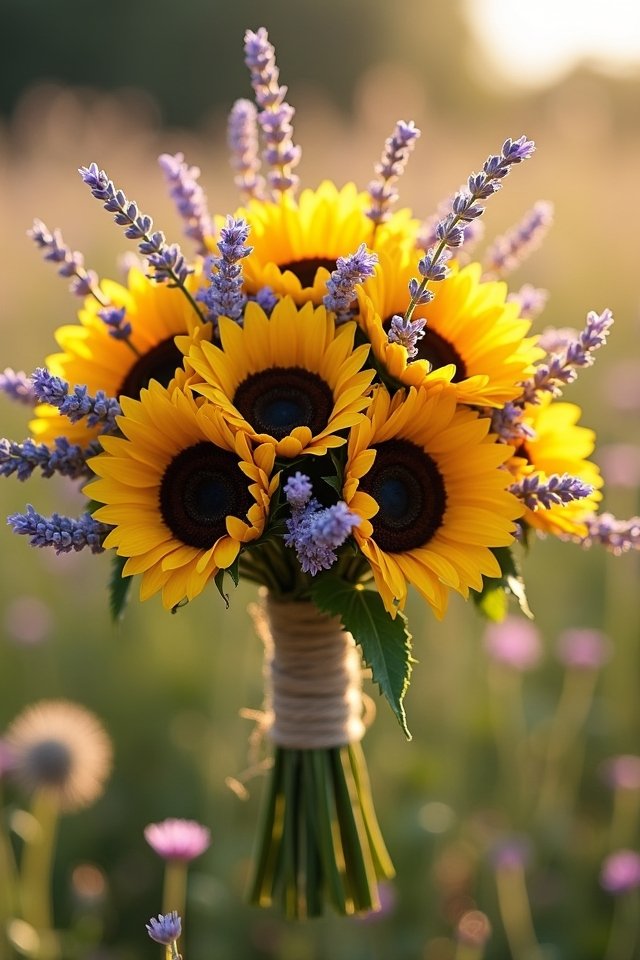 sunflowers and lavender bouquet