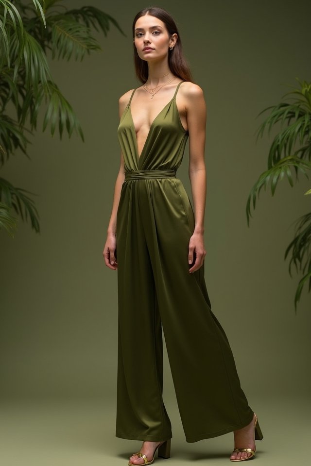 sustainable elegant olive jumpsuit