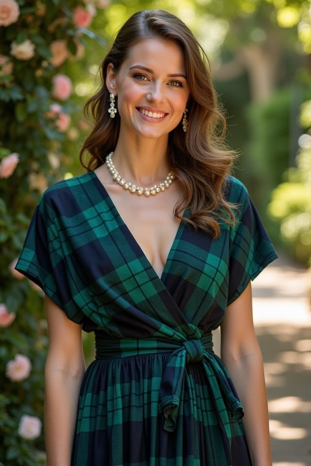 tartan wrap dress elegance