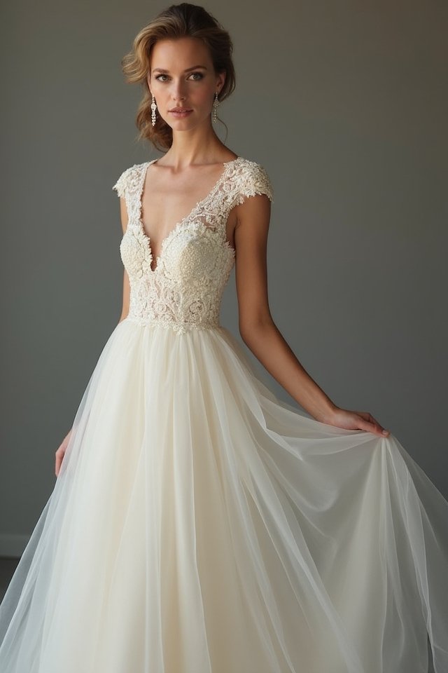 tea length tulle gown elegance