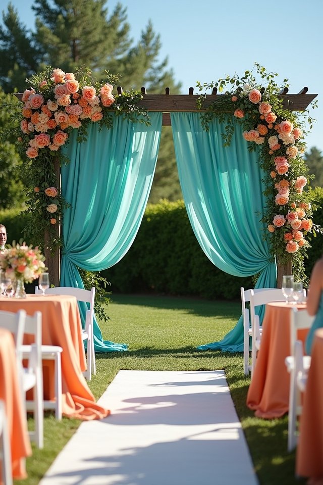 teal and peach wedding bliss