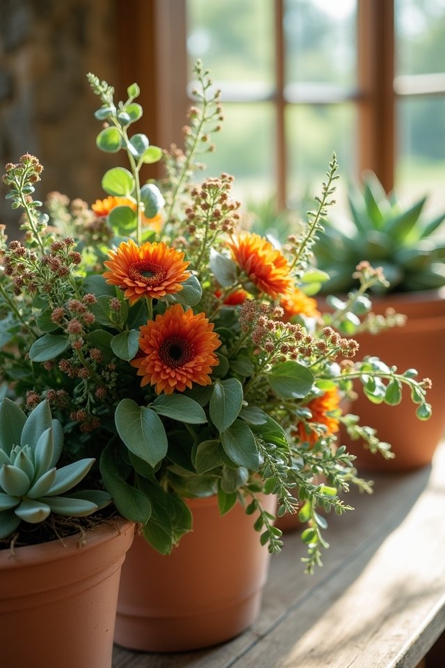 terracotta and greenery bouquet