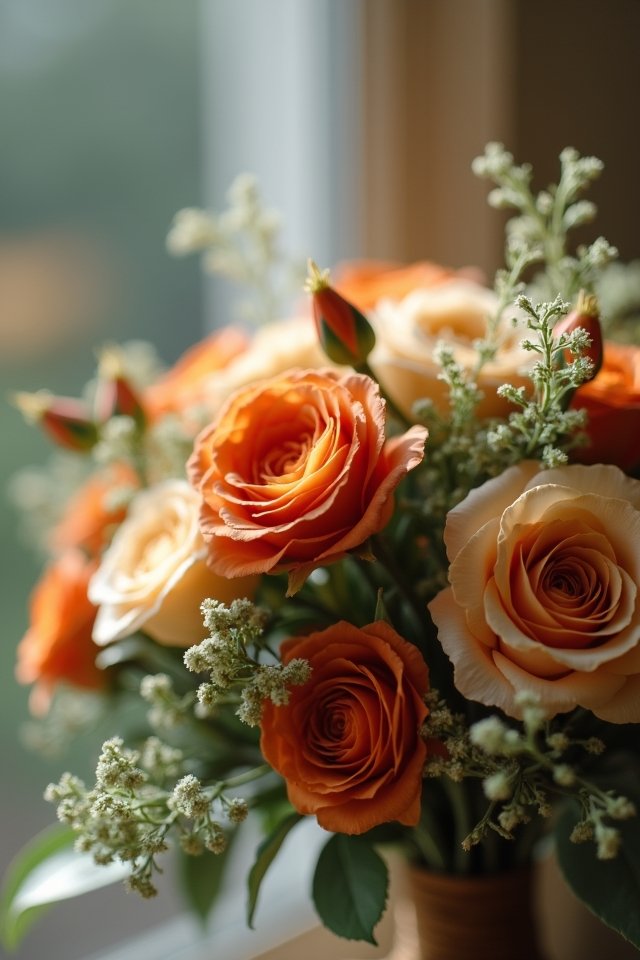 terracotta greenery autumn bouquet