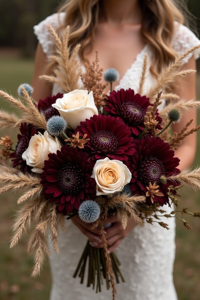 textured dried grass bouquets