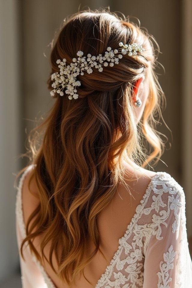 textured half up elegance