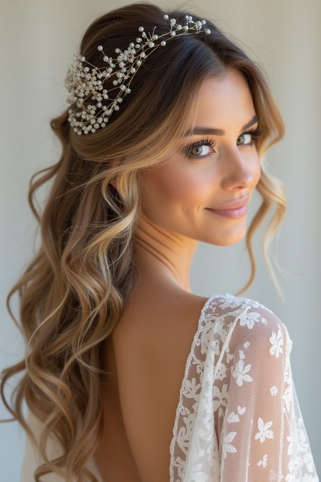 textured half up hairstyle