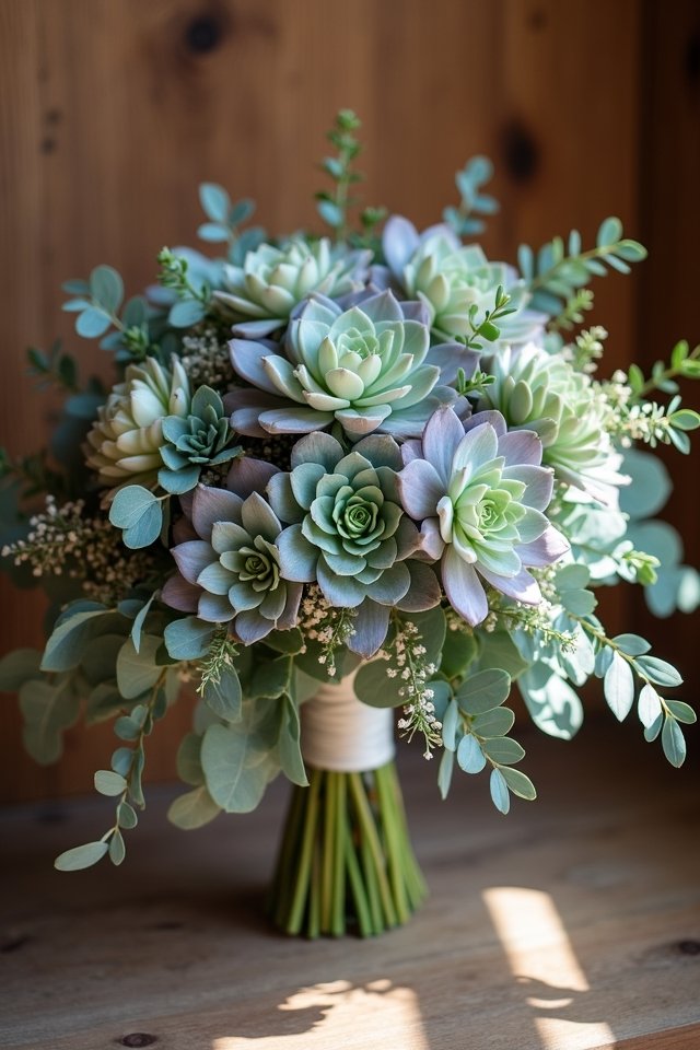 textured succulent eucalyptus bouquet