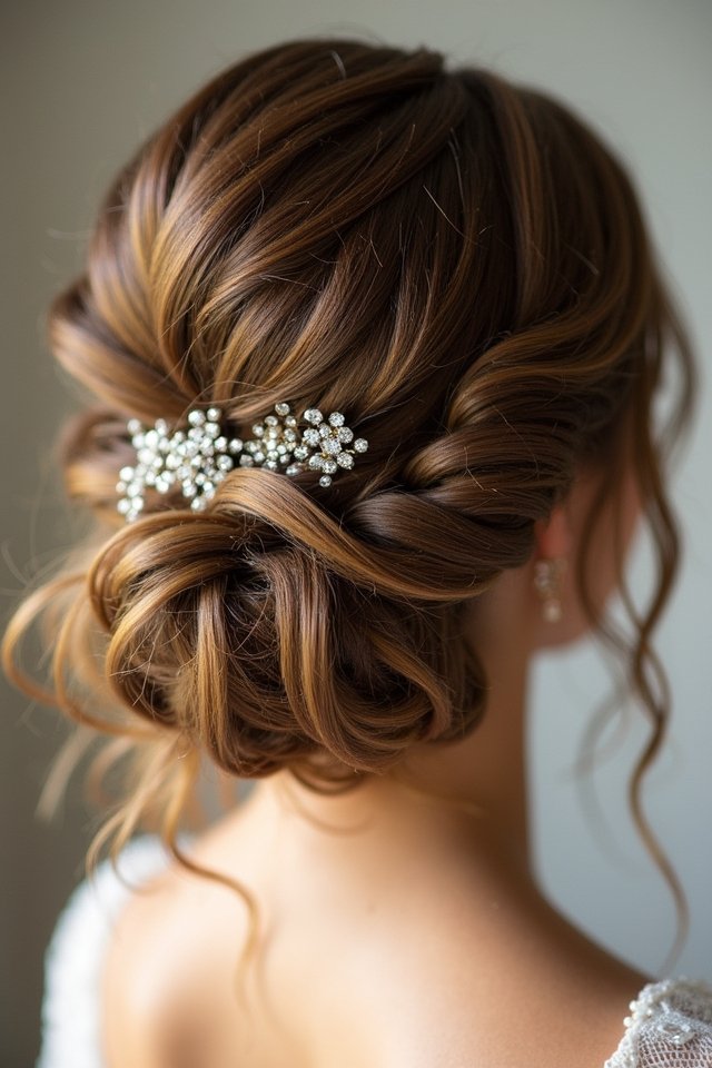 textured updo with curls