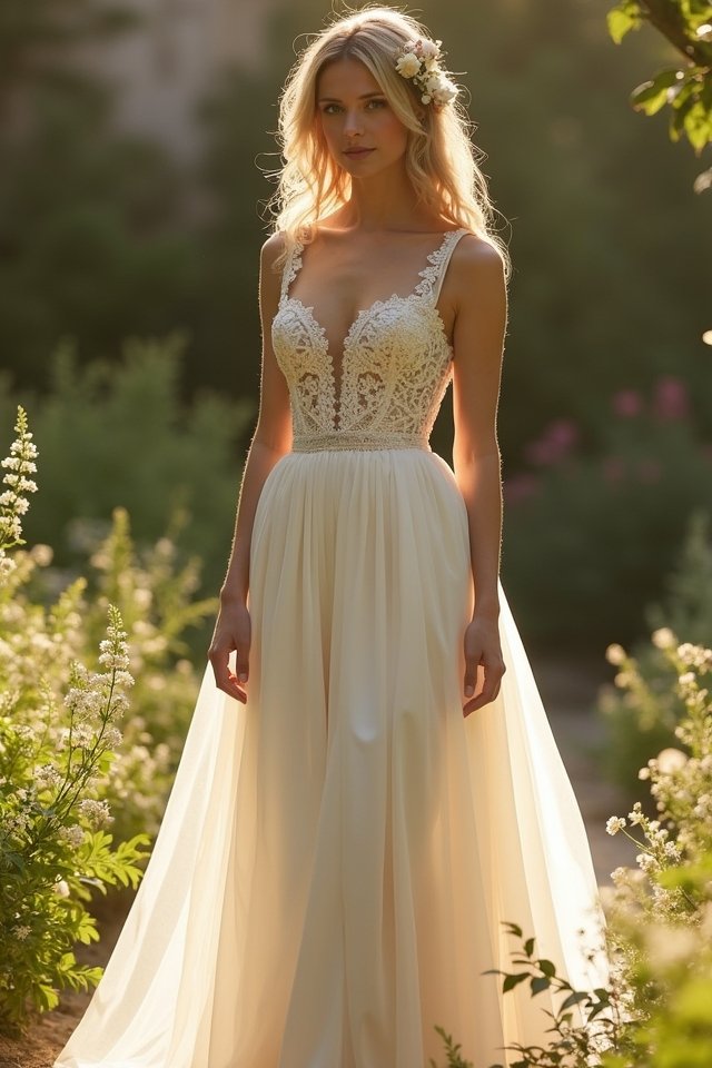 timeless a line square gown