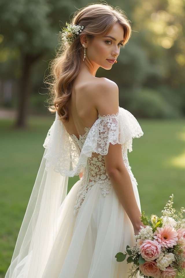 timeless lace off the shoulder elegance