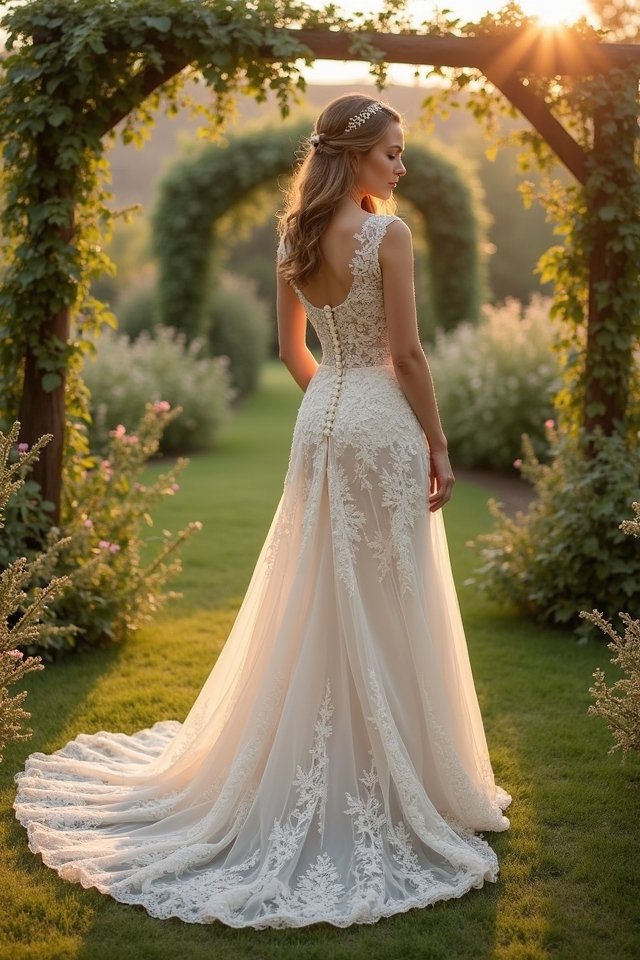 timeless lace square gown