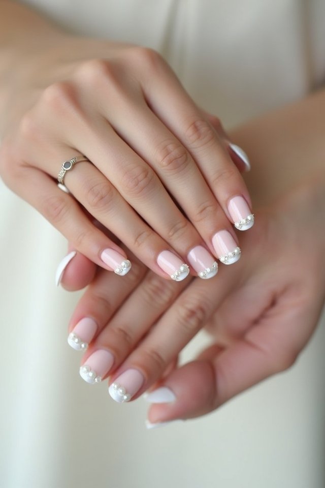 timeless pearl bridal manicure