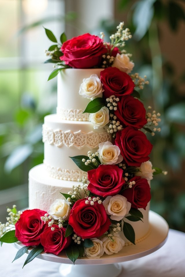 timeless red and ivory roses