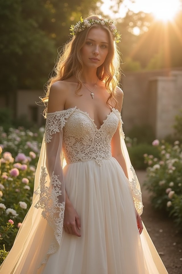 timeless romantic off the shoulder elegance