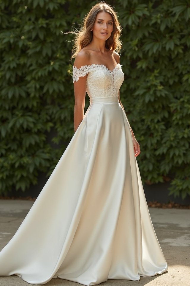 timeless satin off shoulder elegance