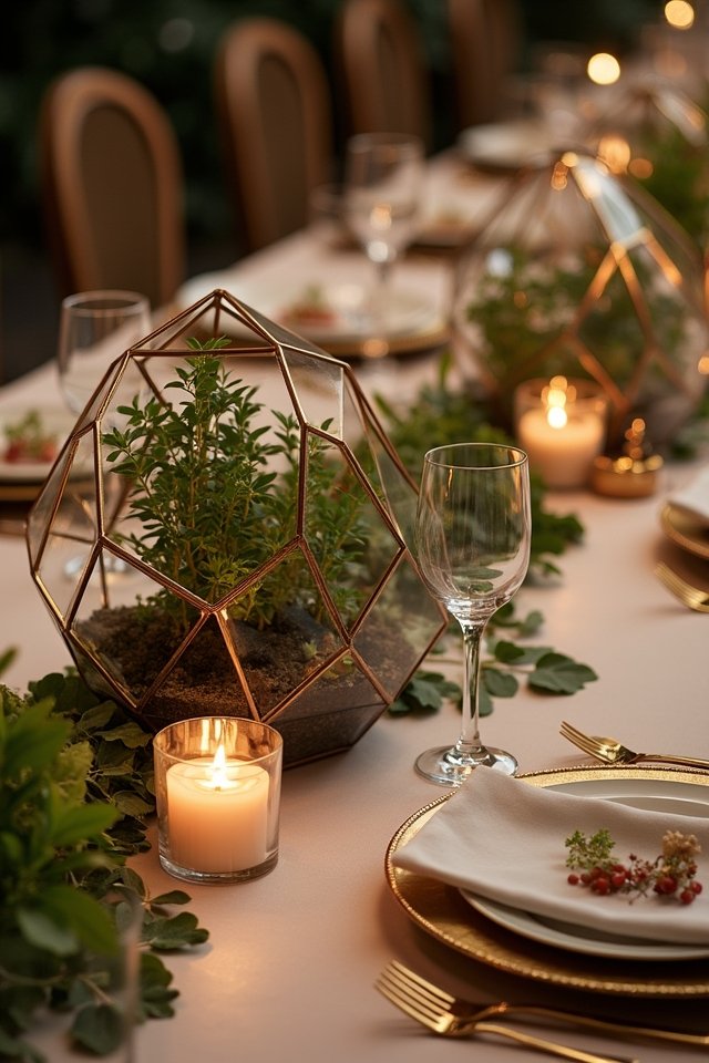 trendy geometric terrarium centerpieces