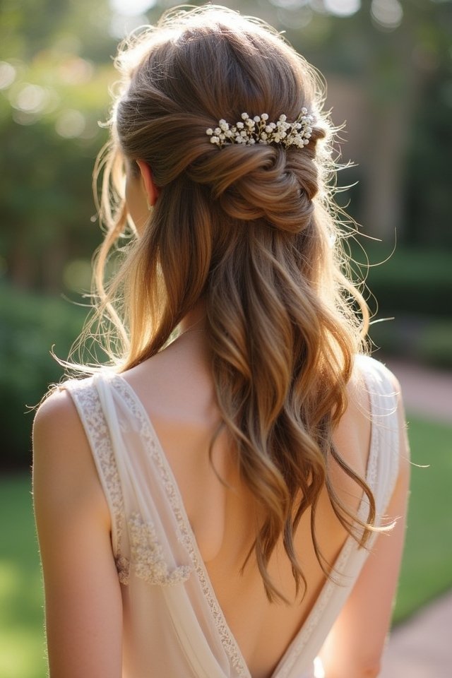 trendy half up half down twist