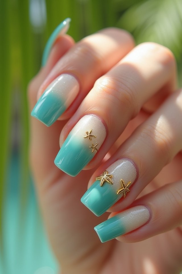 tropical teal cream ombre