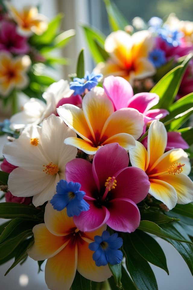tropical vibrant floral arrangements