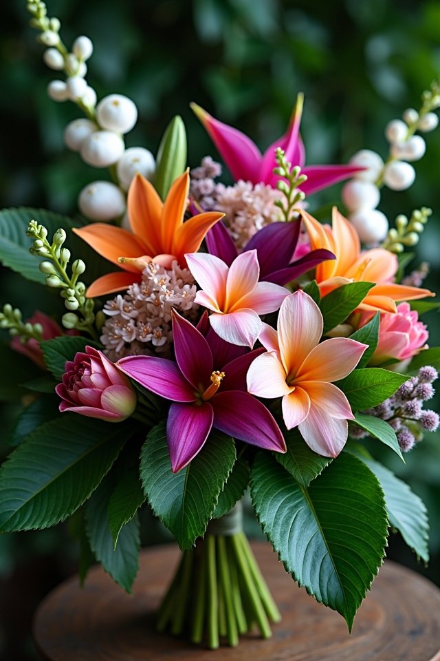 tropical vibrant floral arrangements
