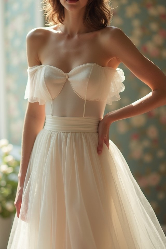 tulle tea length wedding dress