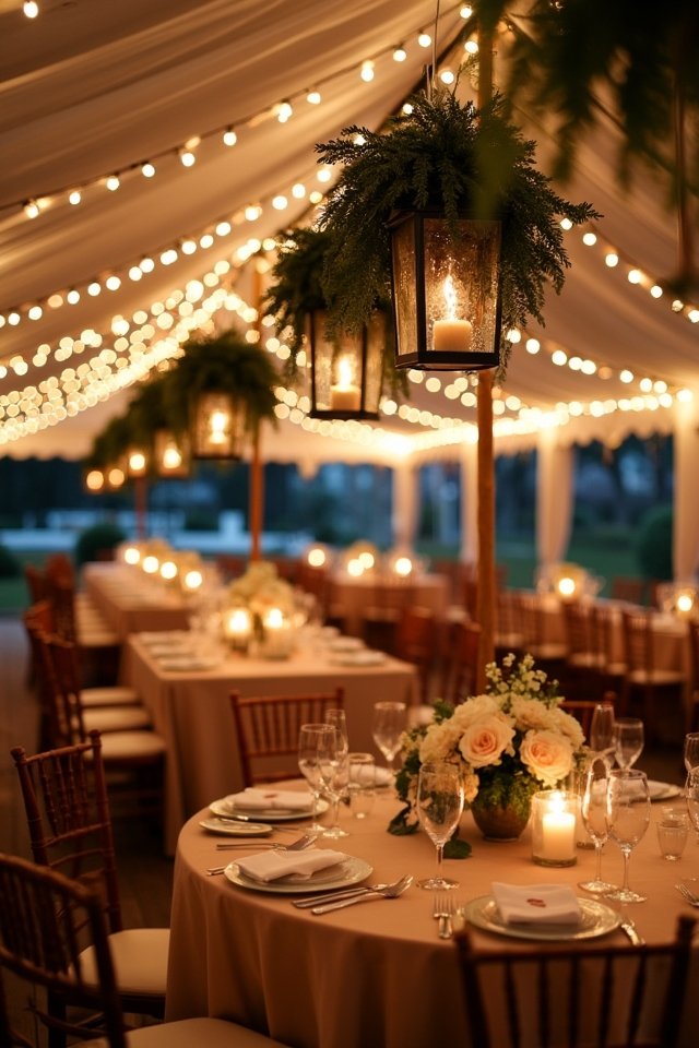 twinkling lights and lanterns