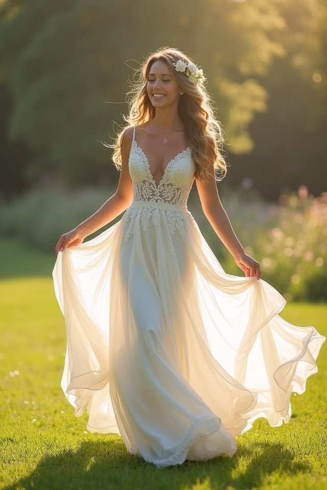 twirling wedding dress joy
