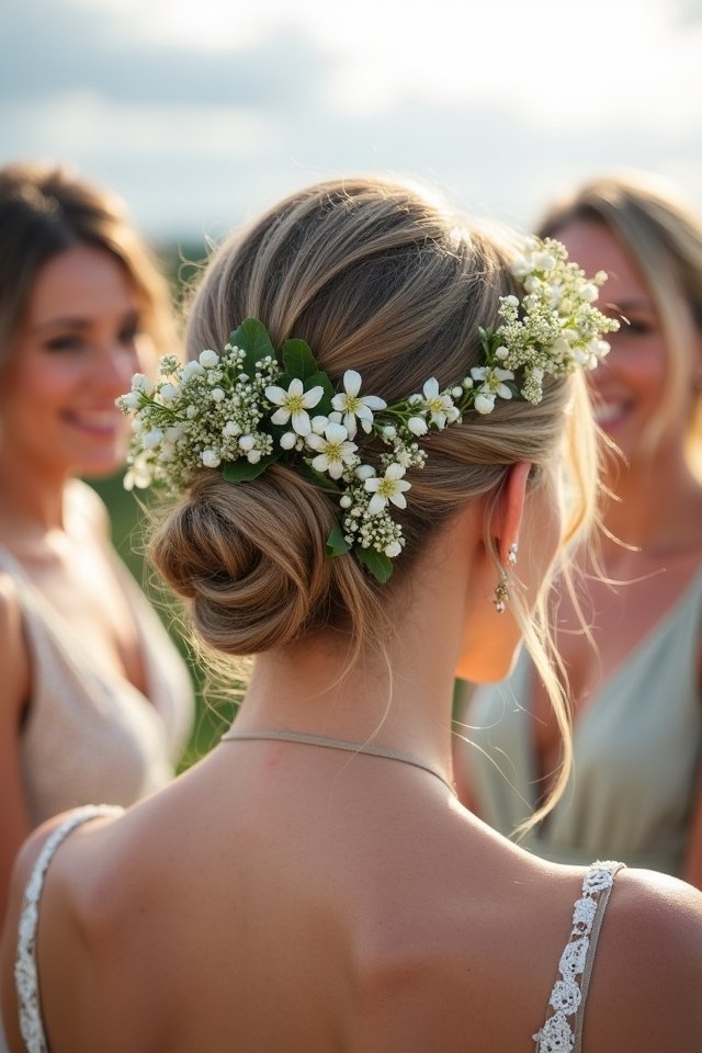 twisted braids with flowers