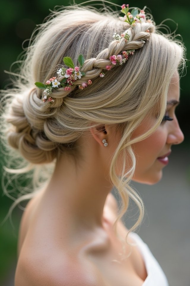 twisted halo wedding hairstyle