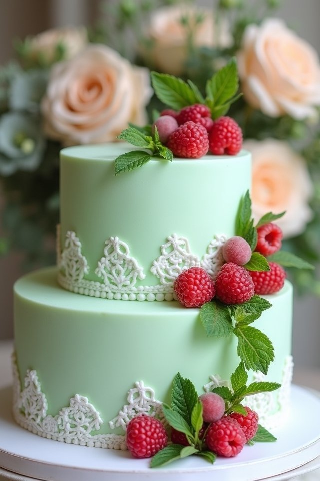 two tiered fruit wedding cake
