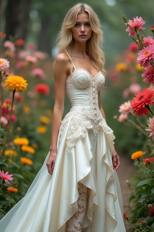 unique asymmetrical bridal corset