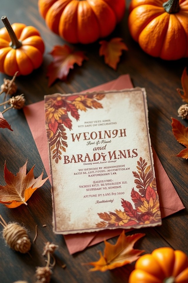 unique autumn wedding invitations