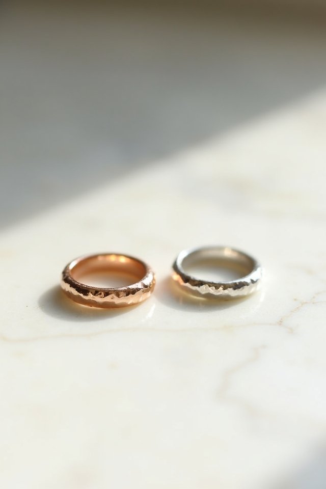 unique hammered wedding rings