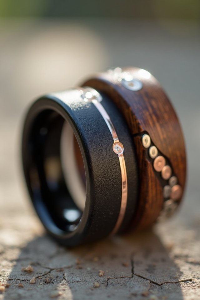 unique mixed material wedding rings
