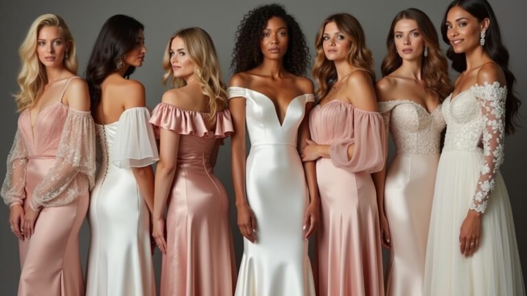 unique sleeved satin gowns