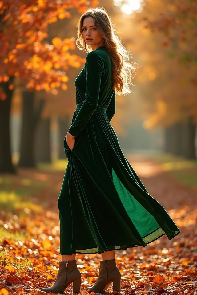 velvet dress chic ankle boots