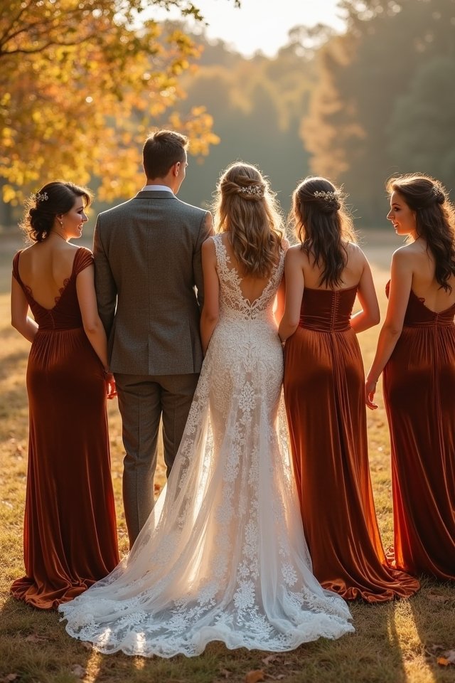 velvet rustic bridesmaid elegance