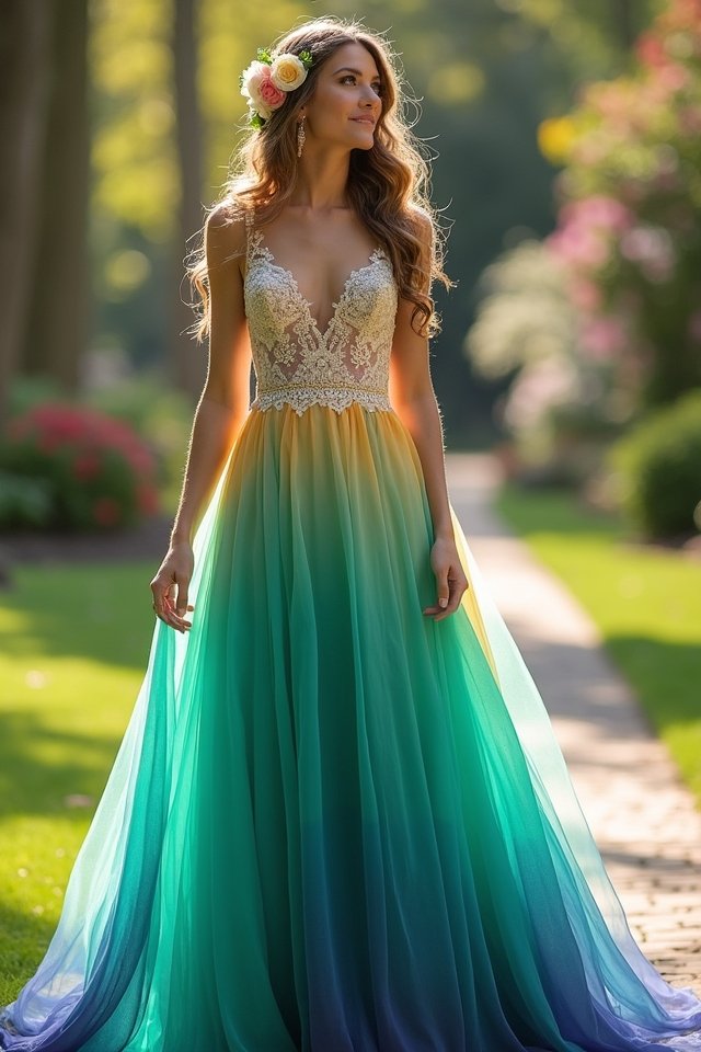 vibrant a line wedding dress