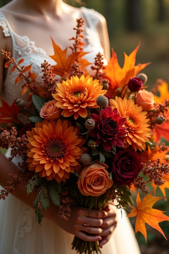 vibrant autumn bridal bouquets