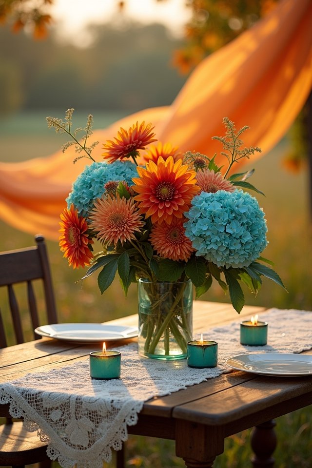 vibrant burnt orange turquoise