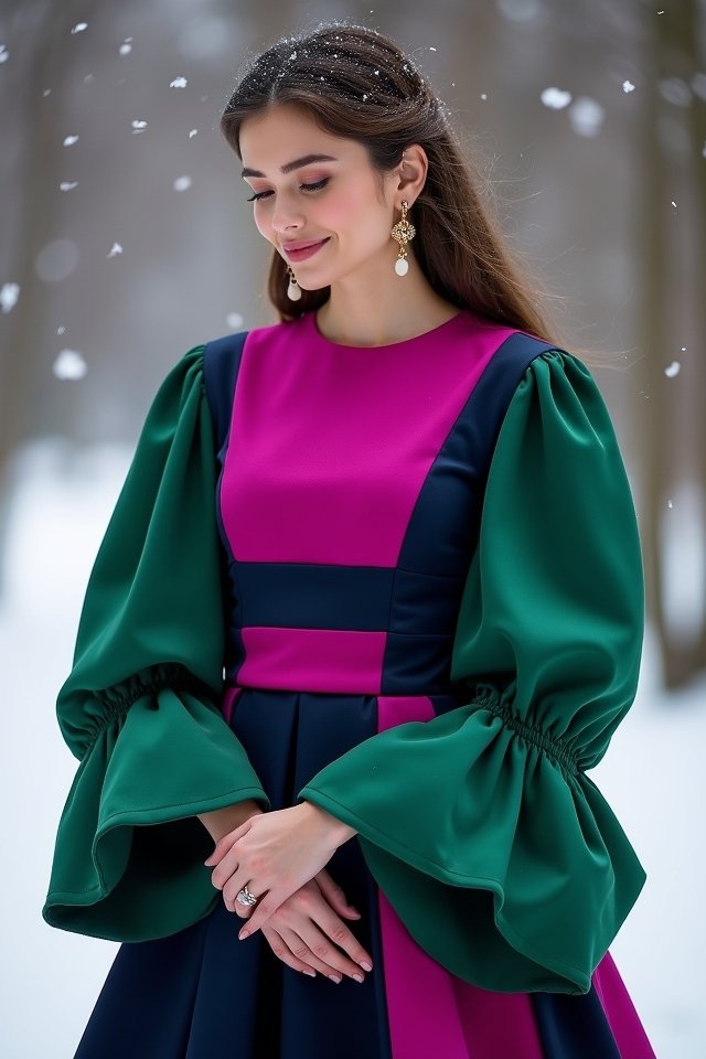 vibrant color block dress