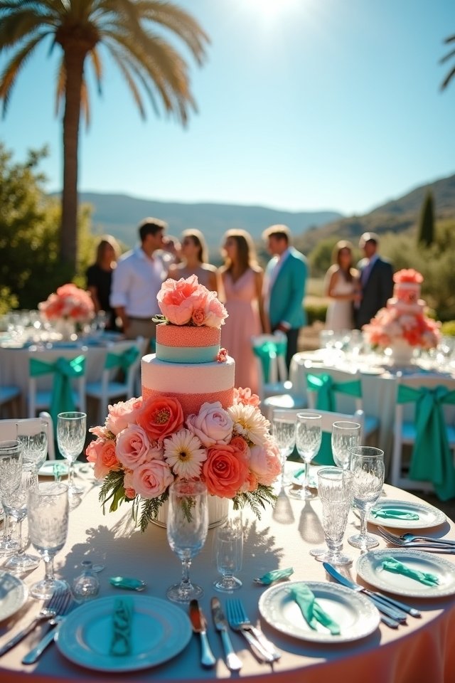 vibrant coral and aqua elegance