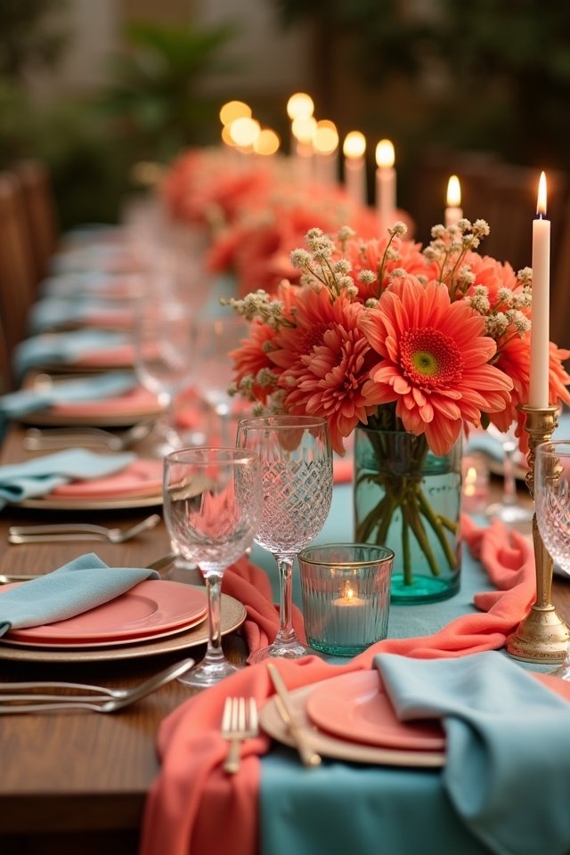 vibrant coral aqua celebration