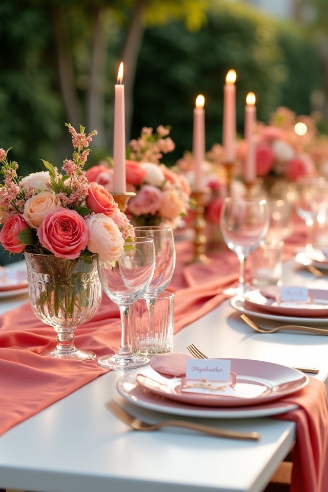 vibrant coral summer wedding