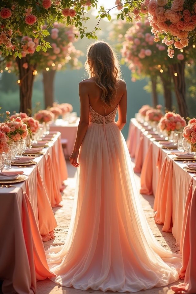 vibrant coral wedding accents