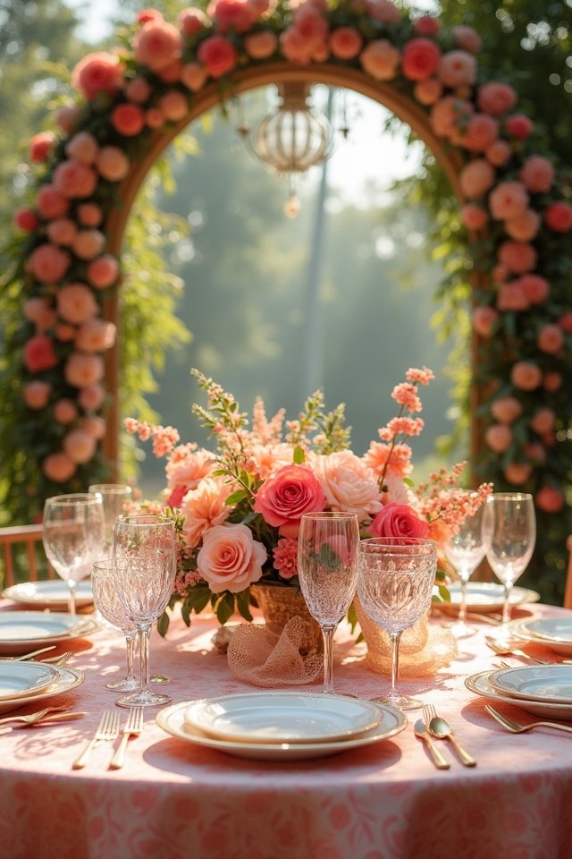 vibrant coral wedding decor