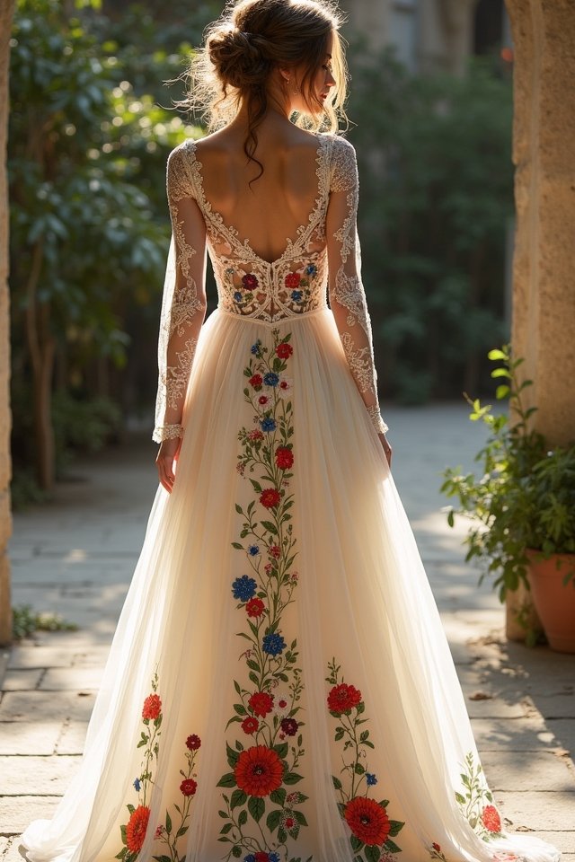 vibrant floral embroidered dresses