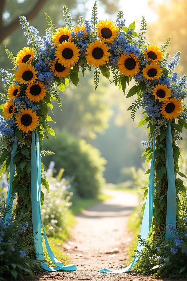 vibrant floral wedding arch
