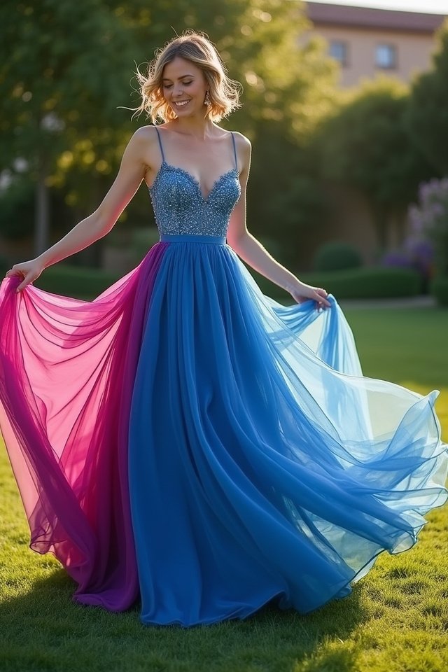 vibrant flowy a line dress